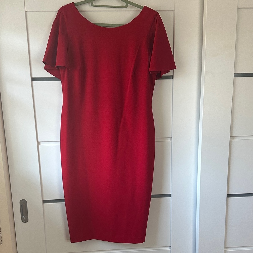 Calvin Klein Red Flutter Sleeve Sheath Dress